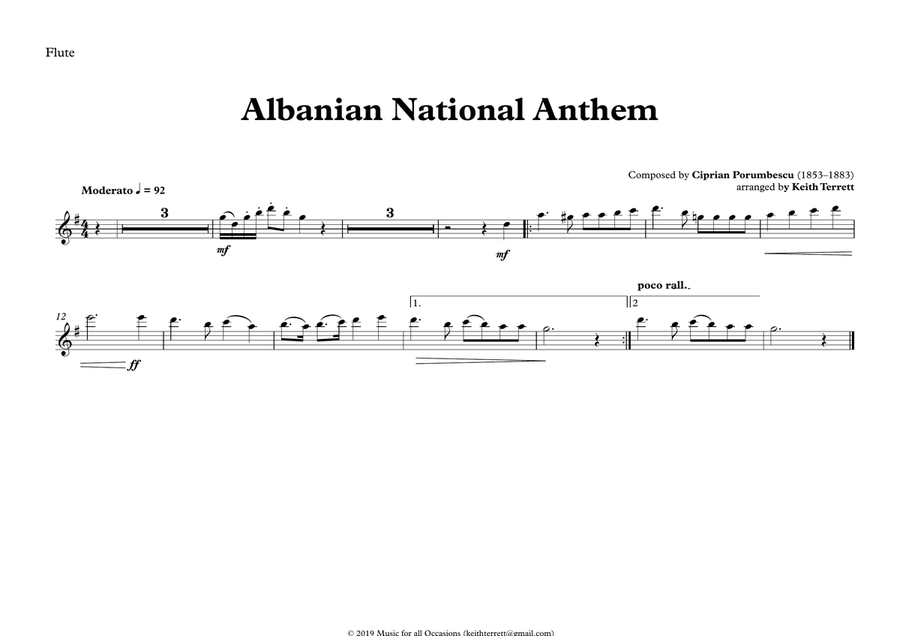Albanian National Anthem for Symphony Orchestra (Olympic National Anthem Series) Full Orchestra scores gallery preview page 4