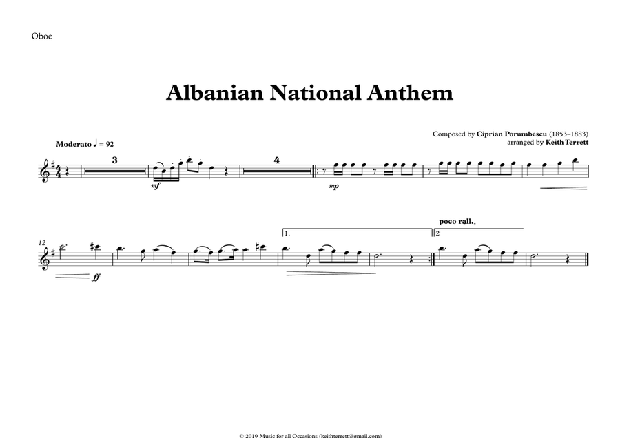 Albanian National Anthem for Symphony Orchestra (Olympic National Anthem Series) Full Orchestra scores gallery preview page 5