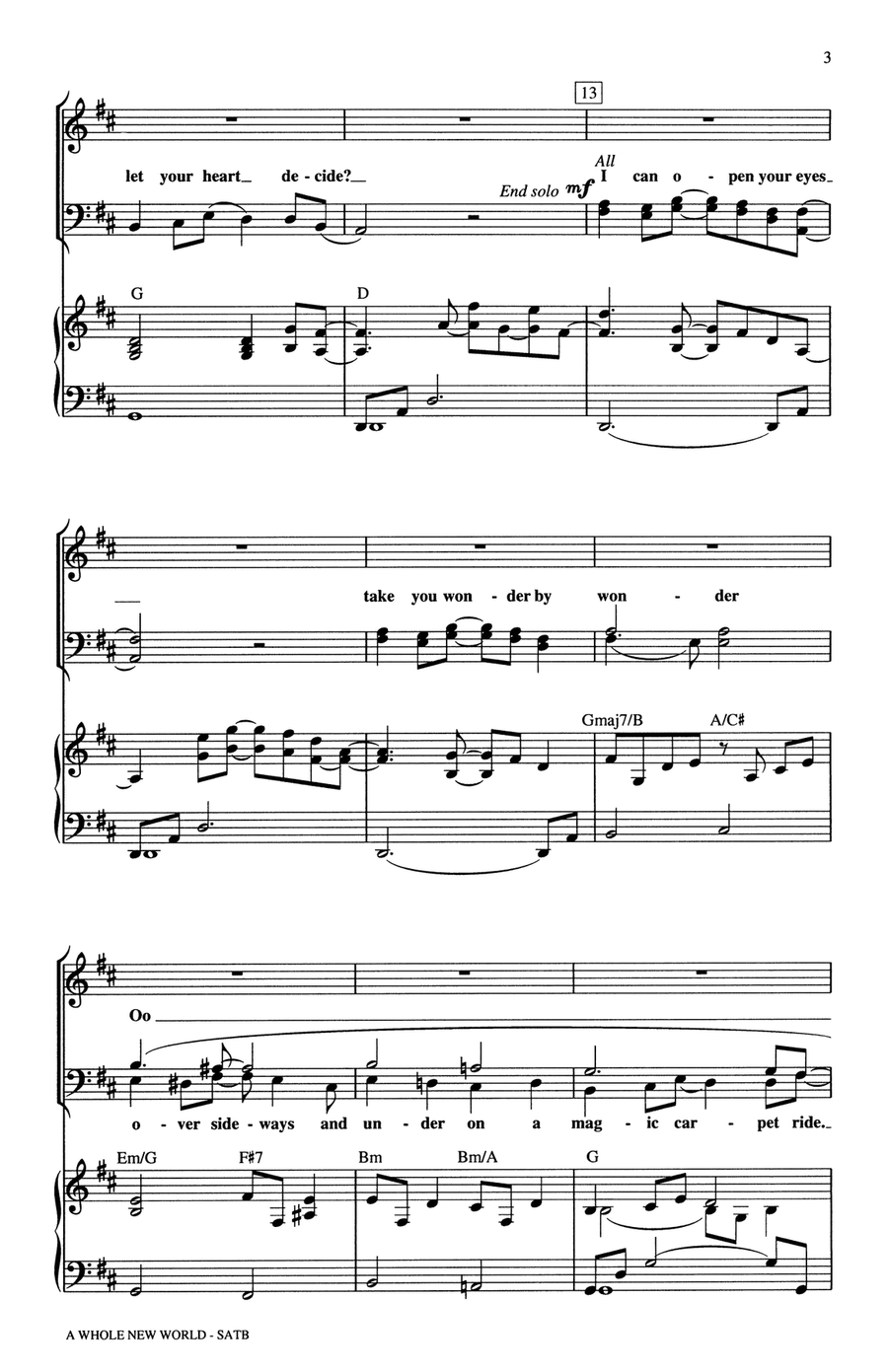 A Whole New World (Aladdin's Theme) (from Aladdin) (arr. Ed Lojeski) 4-Part scores gallery preview page 2