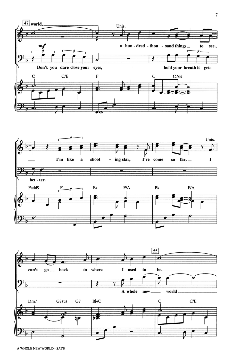 A Whole New World (Aladdin's Theme) (from Aladdin) (arr. Ed Lojeski) 4-Part scores gallery preview page 6