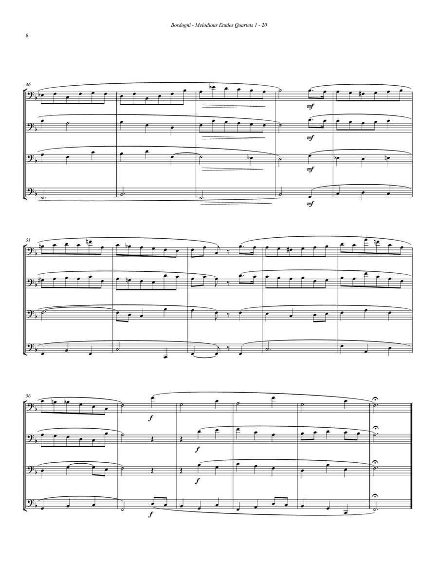 Melodious Etudes 1-20 for Trombone Quartet Brass Quartet scores gallery preview page 6