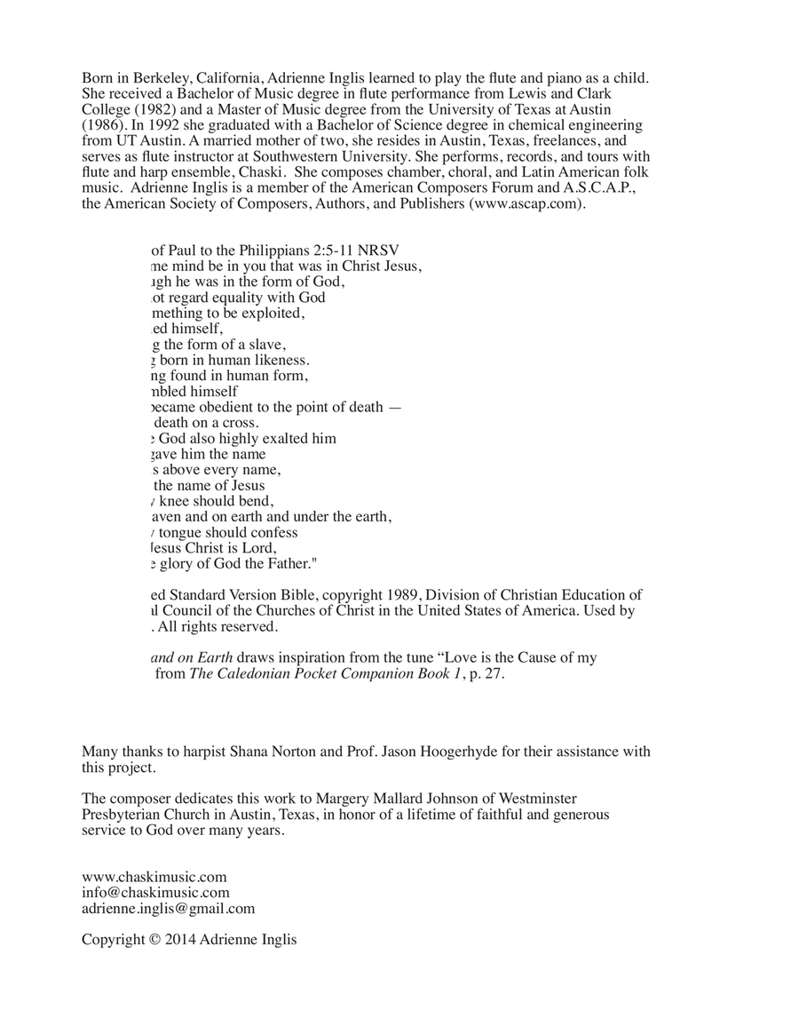 In Heaven and on Earth for SATB chorus, flute, and pedal or lever harp or piano 4-Part scores gallery preview page 2