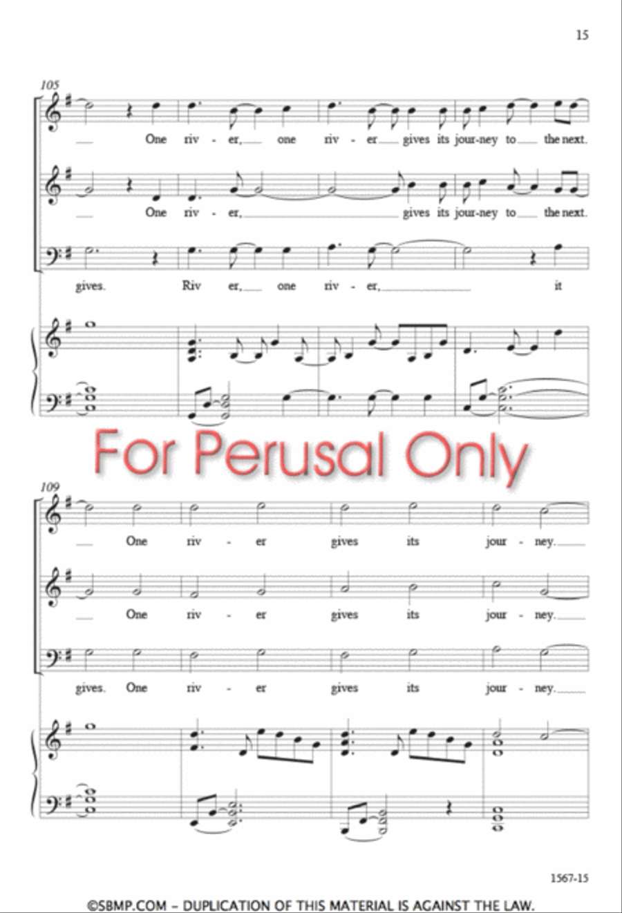 One River - SAB Octavo One River - SAB Octavo 3-Part scores gallery preview page 14