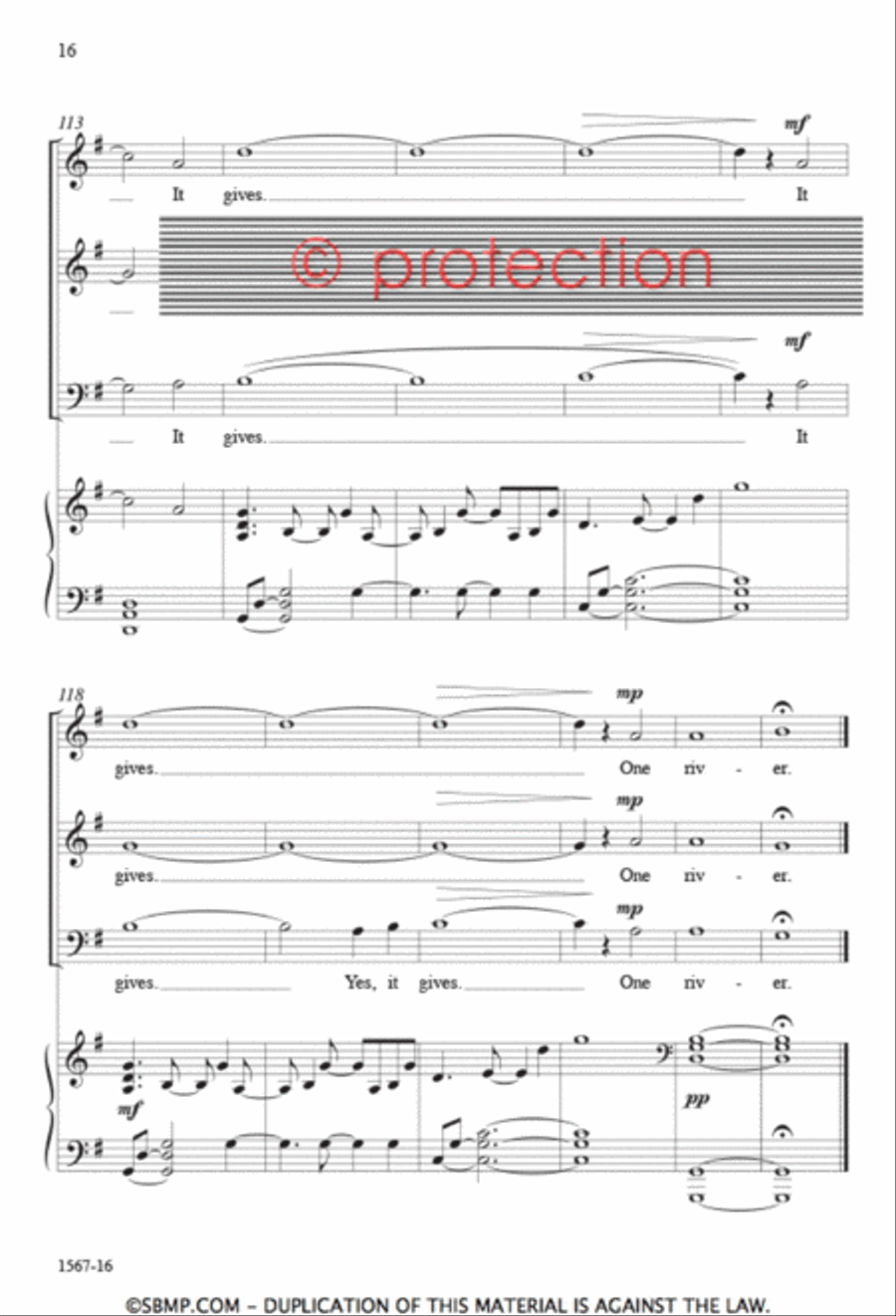 One River - SAB Octavo One River - SAB Octavo 3-Part scores gallery preview page 15
