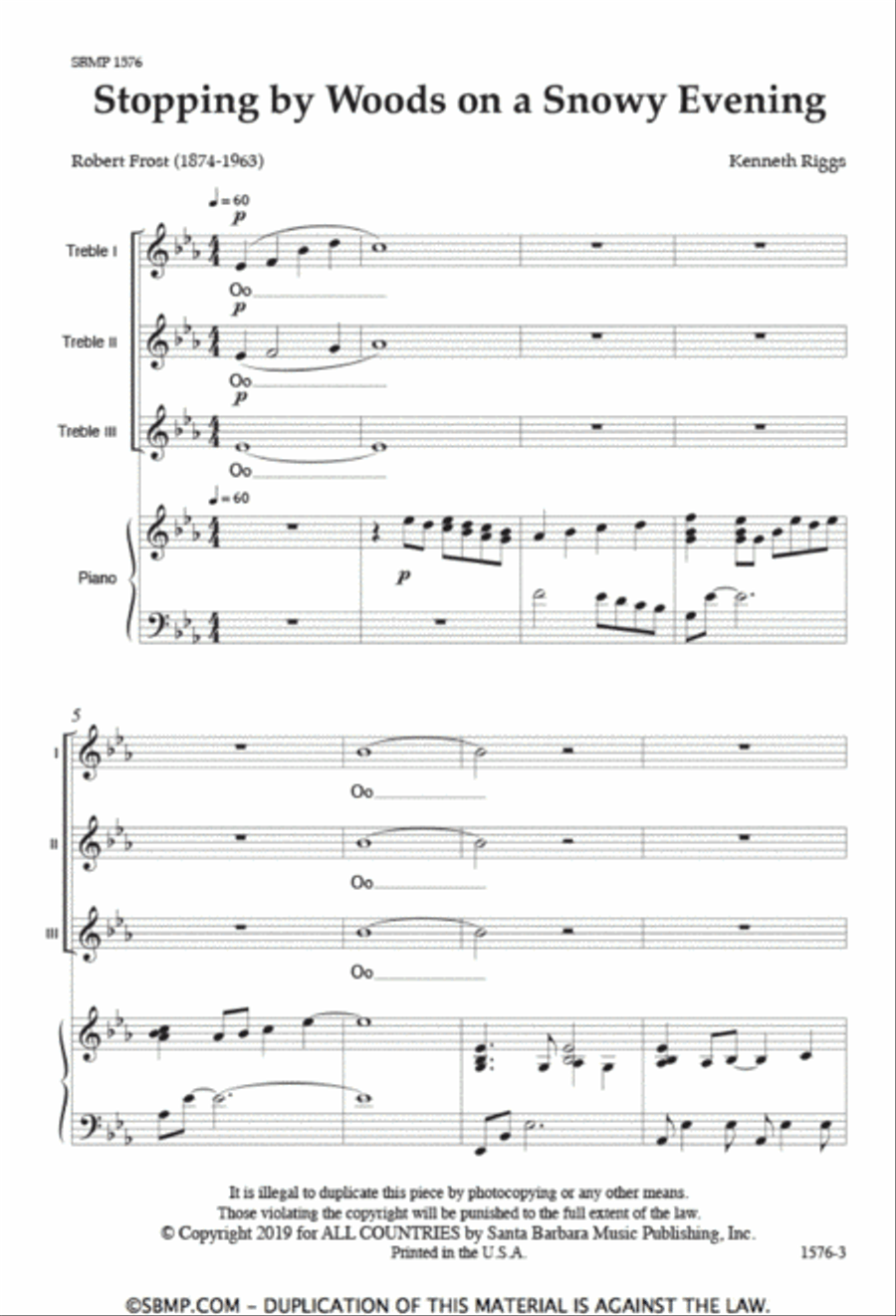 Stopping by Woods on a Snowy Evening - SATB Octavo SSA scores gallery preview page 2