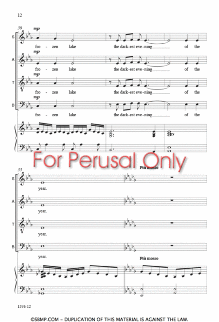 Stopping by Woods on a Snowy Evening - SATB Octavo SSA scores gallery preview page 11