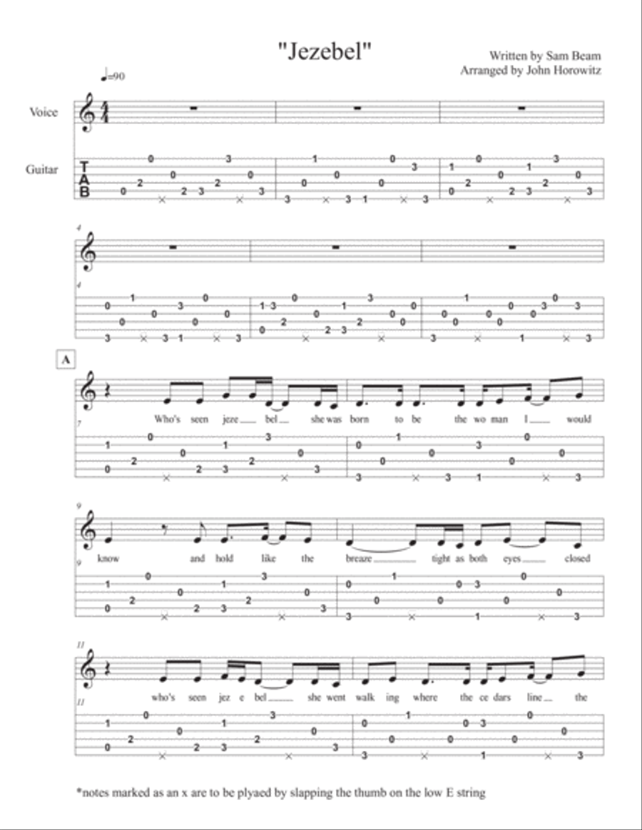 Jezebel Guitar Solo scores gallery preview page 1
