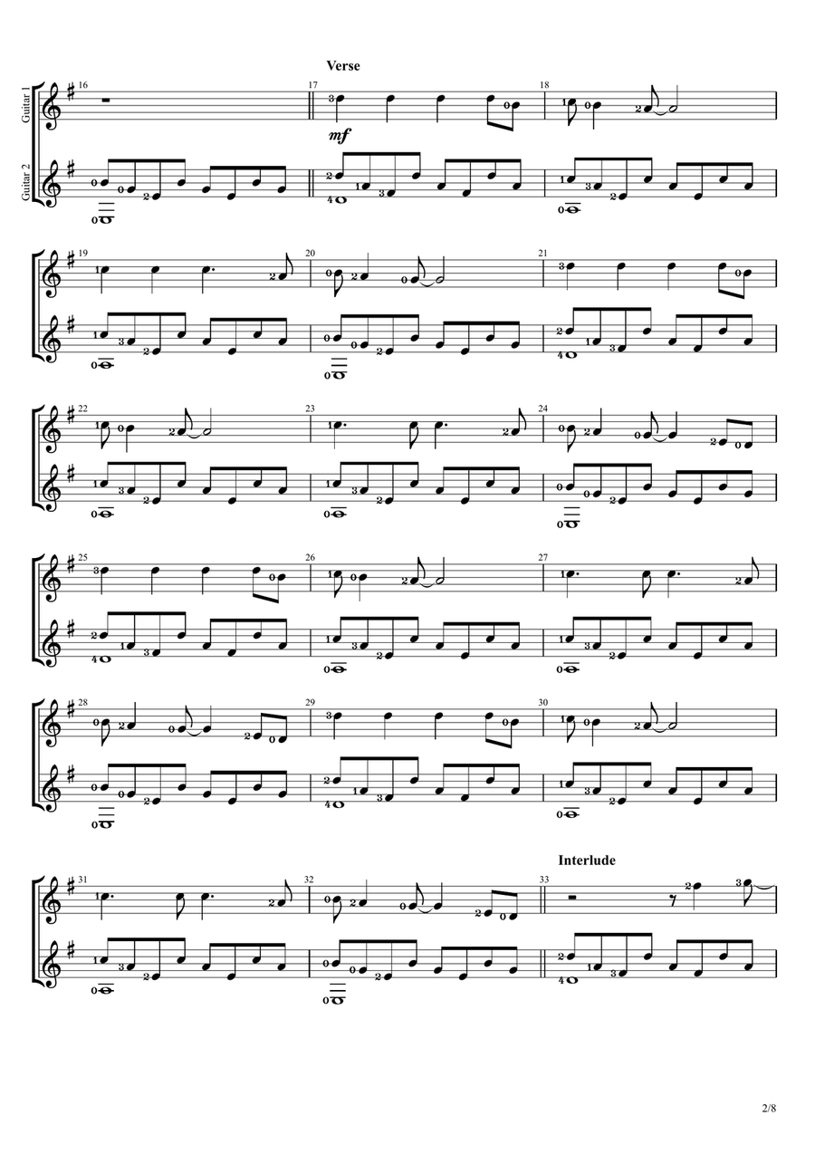 Clocks Clocks Guitar Ensemble scores gallery preview page 2