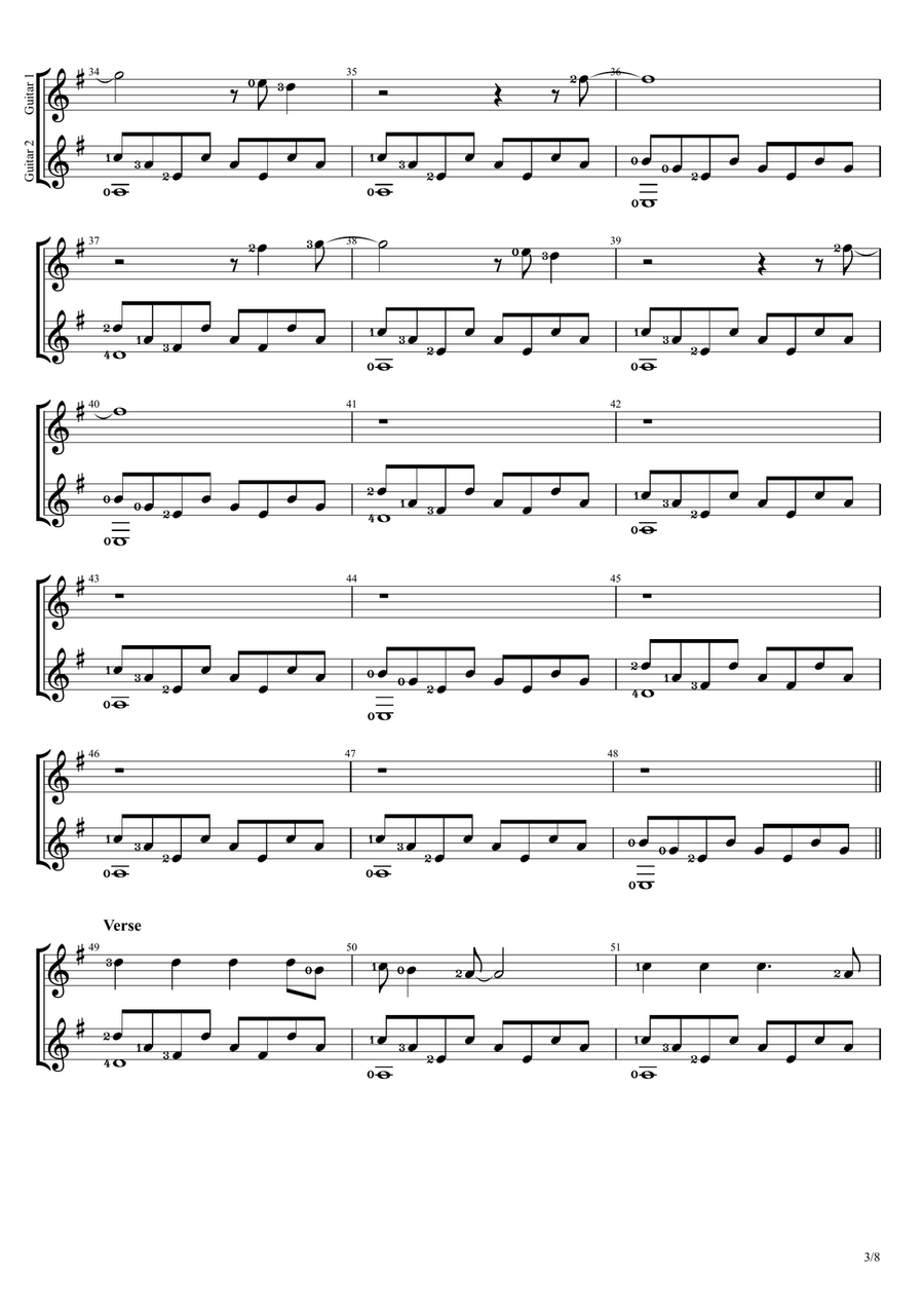 Clocks Clocks Guitar Ensemble scores gallery preview page 3