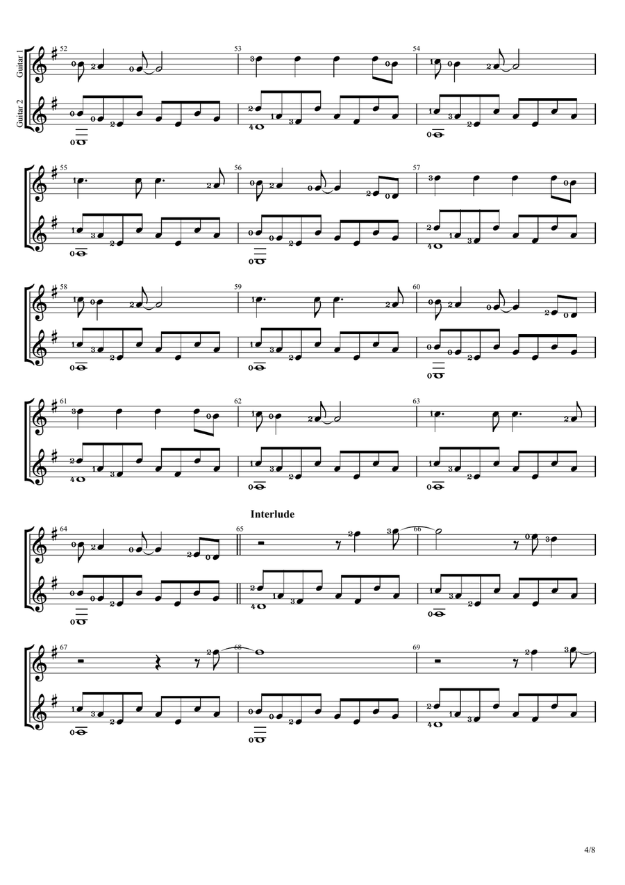 Clocks Clocks Guitar Ensemble scores gallery preview page 4