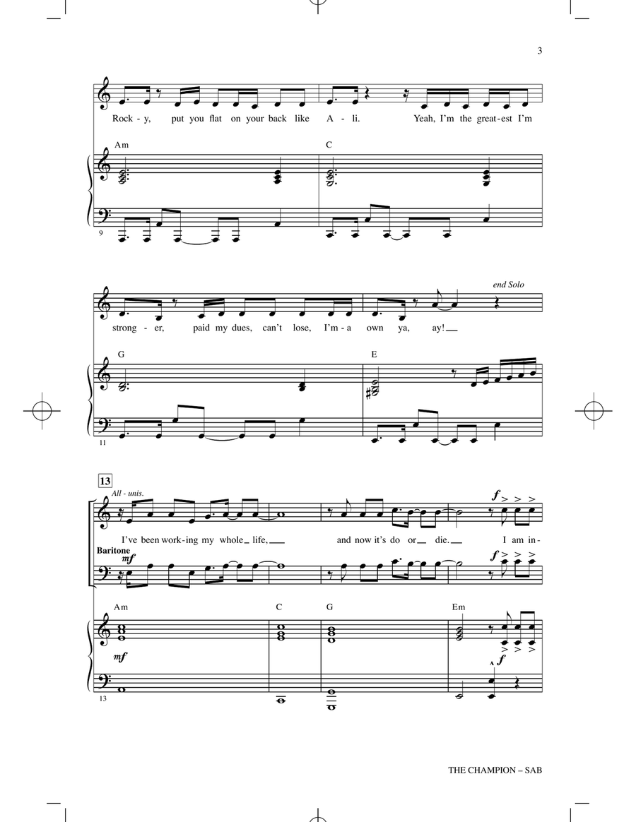 The Champion (feat. Ludacris) (arr. Mac Huff) 3-Part scores gallery preview page 2