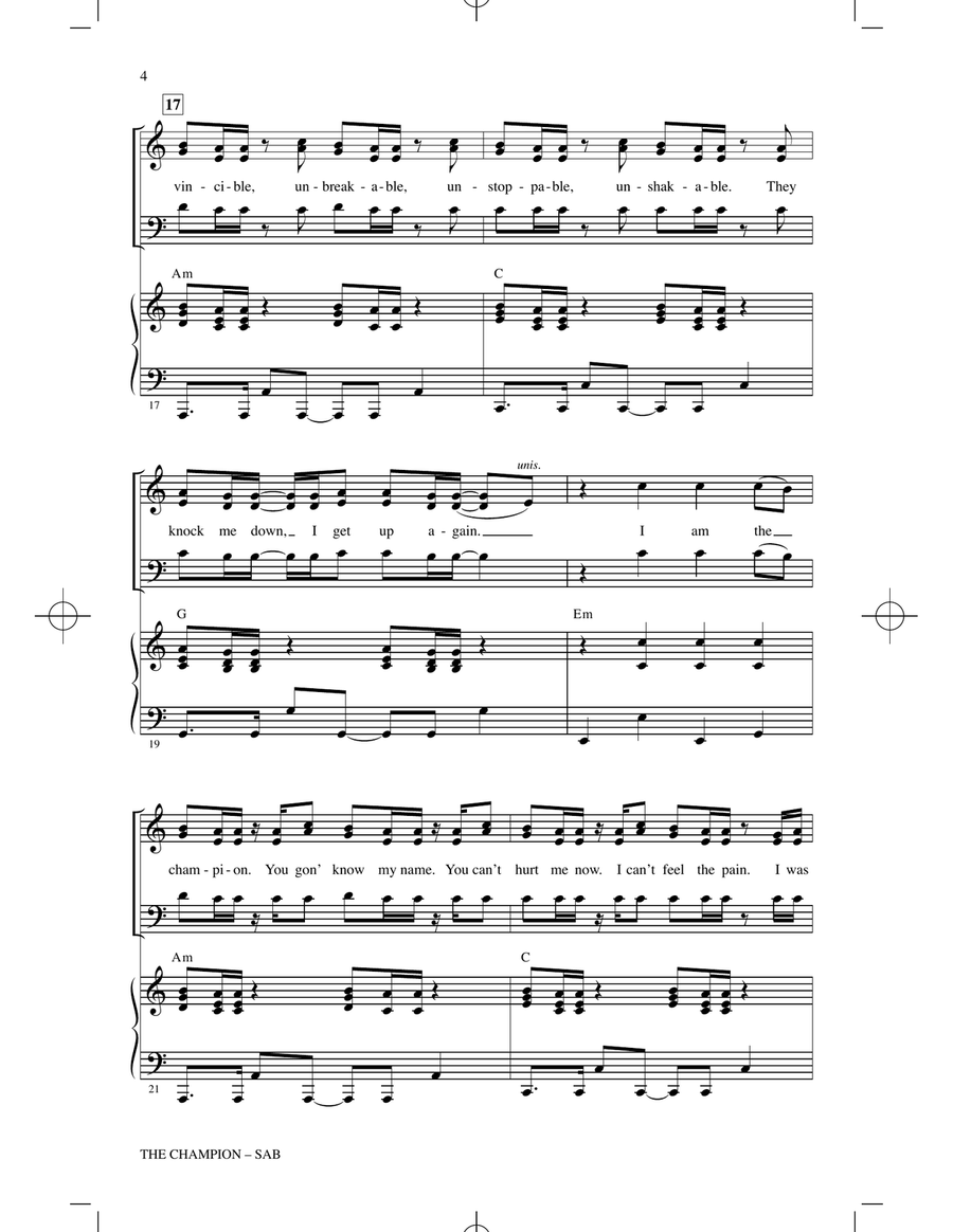 The Champion (feat. Ludacris) (arr. Mac Huff) 3-Part scores gallery preview page 3