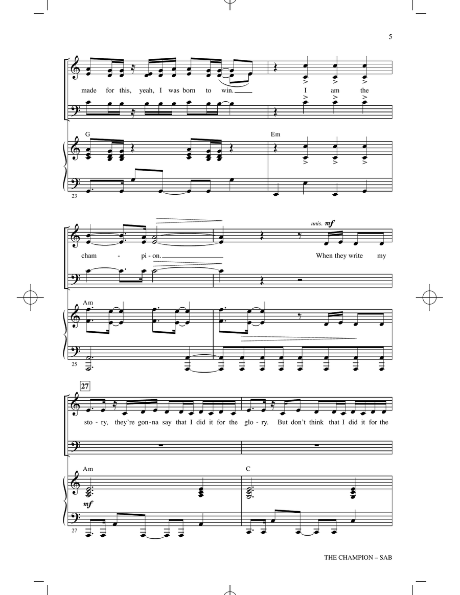 The Champion (feat. Ludacris) (arr. Mac Huff) 3-Part scores gallery preview page 4