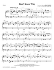 Don't Know Why (arr. Paris Rutherford) - Piano