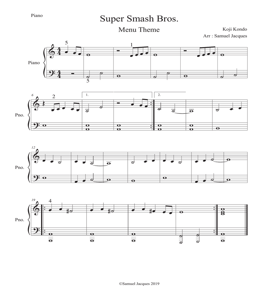 Super Mario Bros Theme Easy Piano scores gallery preview page 1