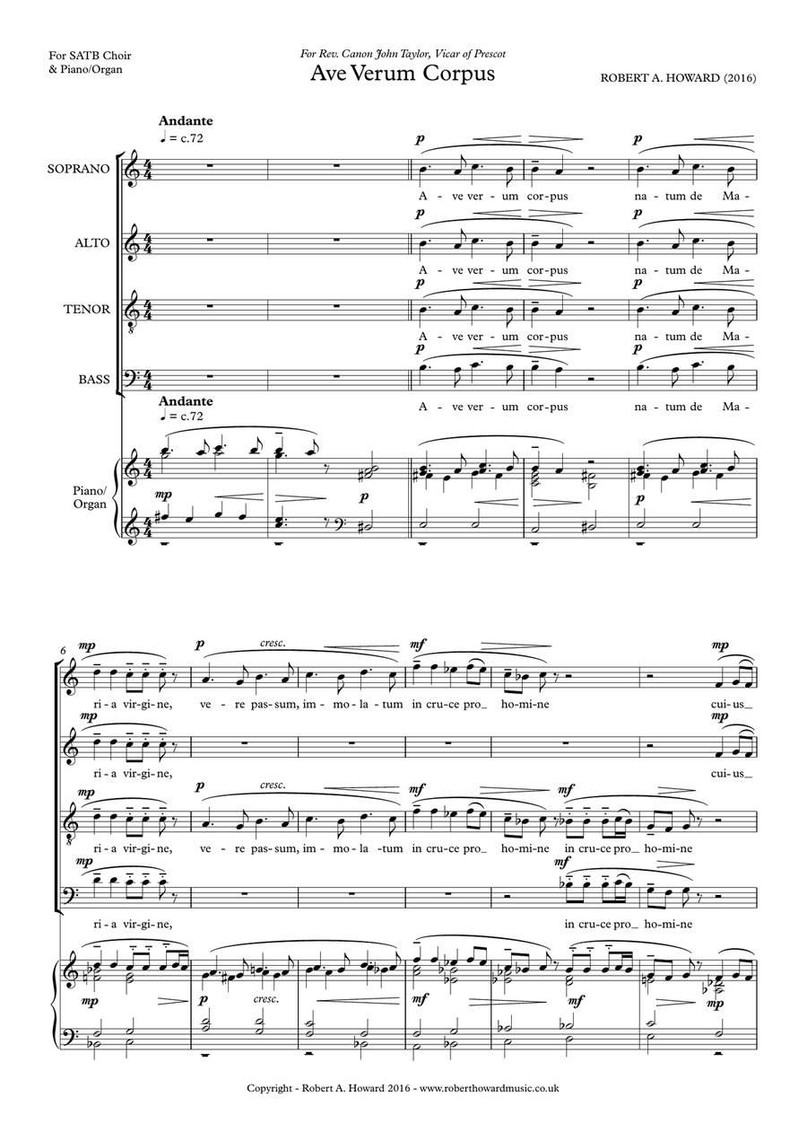 Ave Verum Corpus (SATB version) 4-Part scores gallery preview page 2