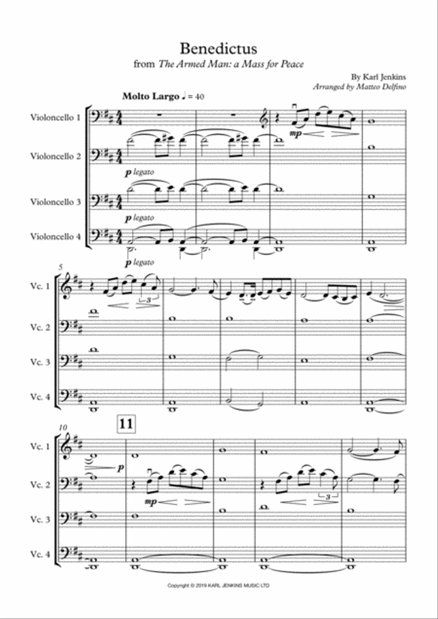 Benedictus Cello Solo scores gallery preview page 2