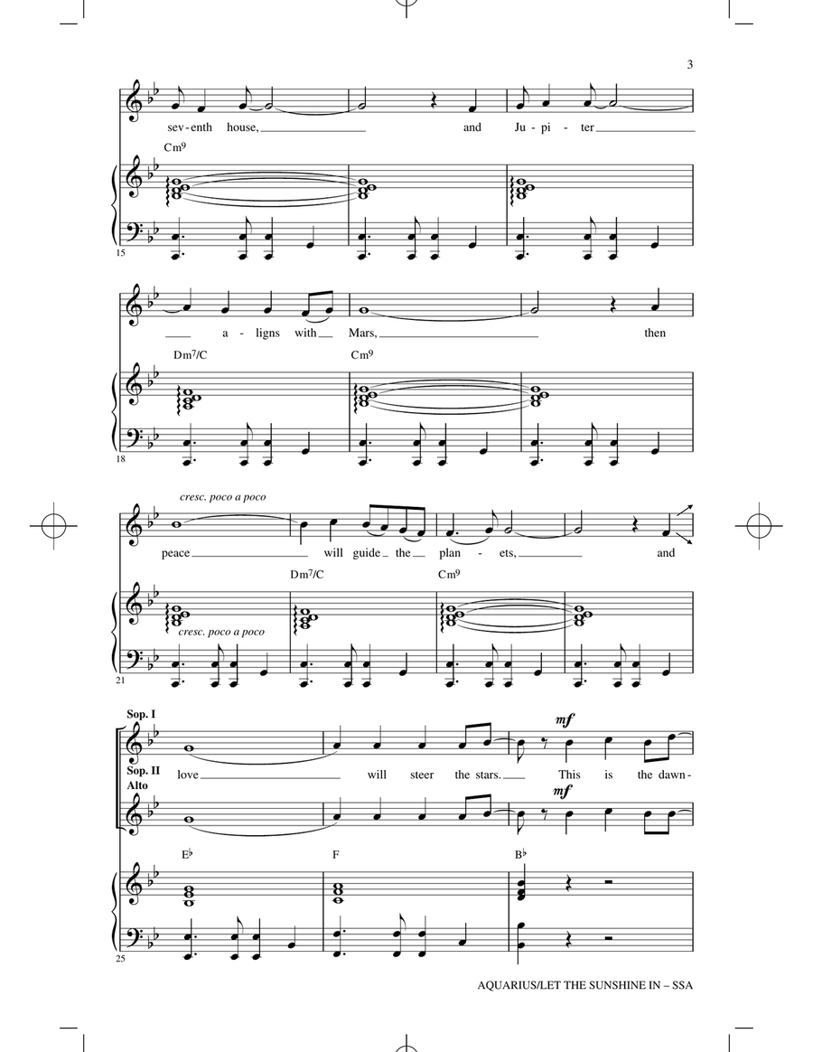 Aquarius / Let the Sunshine In (from the musical Hair) (arr. Roger Emerson) SSA scores gallery preview page 2