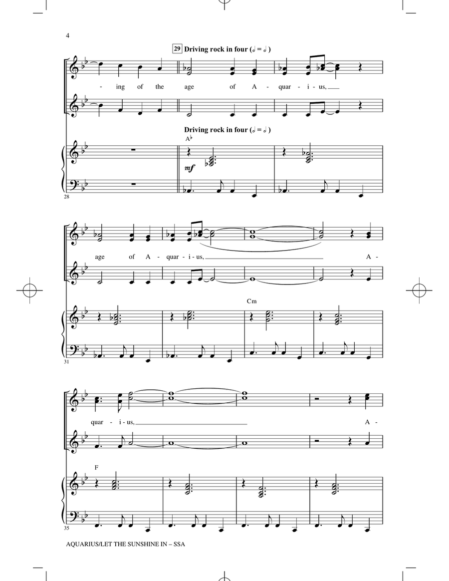 Aquarius / Let the Sunshine In (from the musical Hair) (arr. Roger Emerson) SSA scores gallery preview page 3