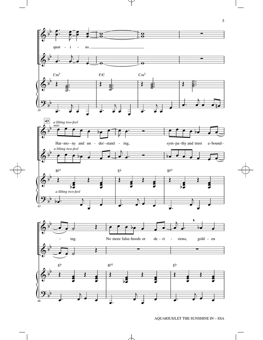 Aquarius / Let the Sunshine In (from the musical Hair) (arr. Roger Emerson) SSA scores gallery preview page 4