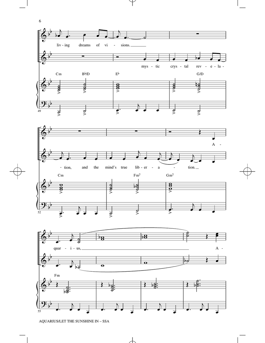 Aquarius / Let the Sunshine In (from the musical Hair) (arr. Roger Emerson) SSA scores gallery preview page 5