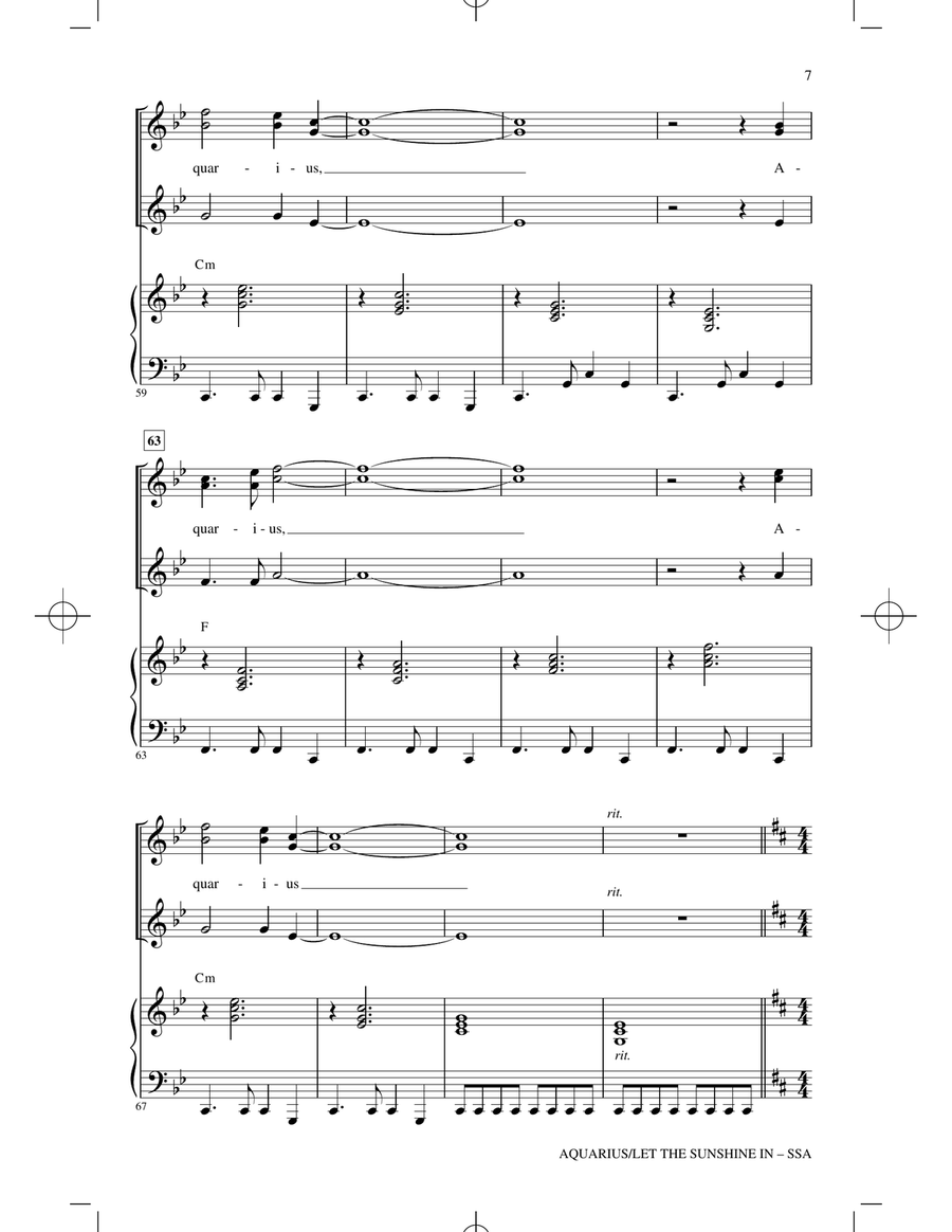 Aquarius / Let the Sunshine In (from the musical Hair) (arr. Roger Emerson) SSA scores gallery preview page 6