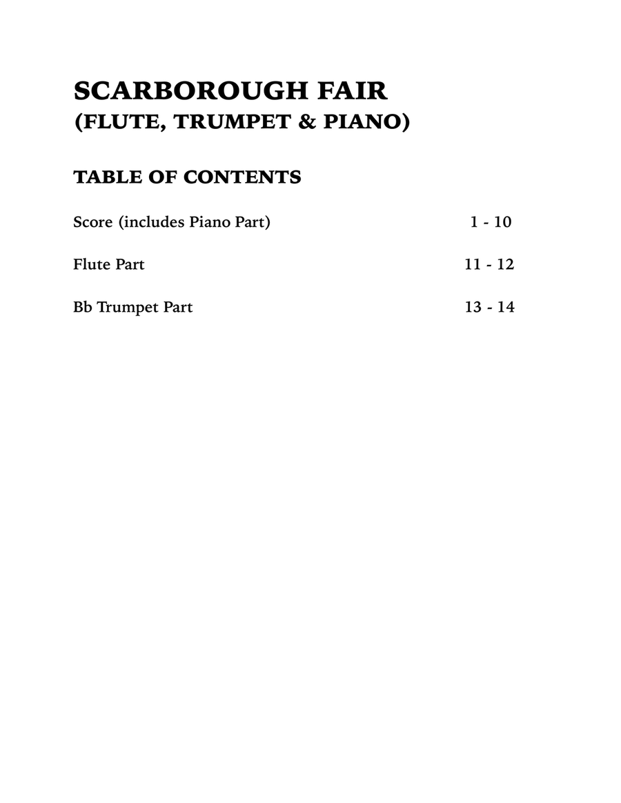 Scarborough Fair (Trio for Flute, Trumpet and Piano) Small Ensemble scores gallery preview page 4