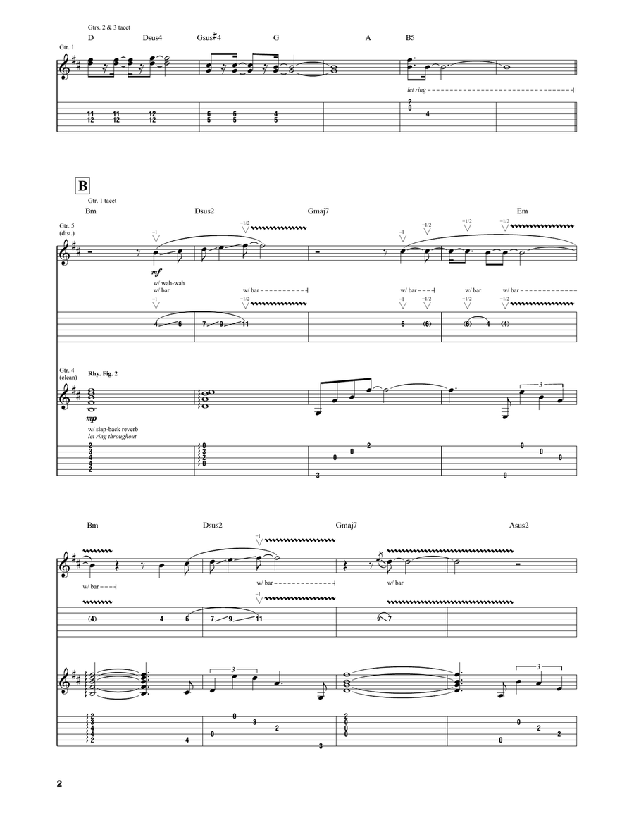 Can't Go Back Guitar Tablature scores gallery preview page 2