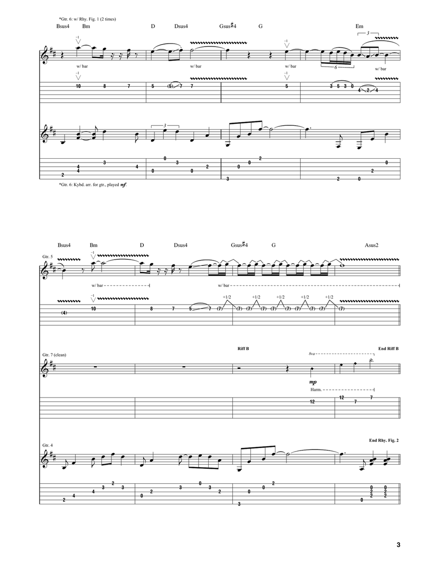 Can't Go Back Guitar Tablature scores gallery preview page 3