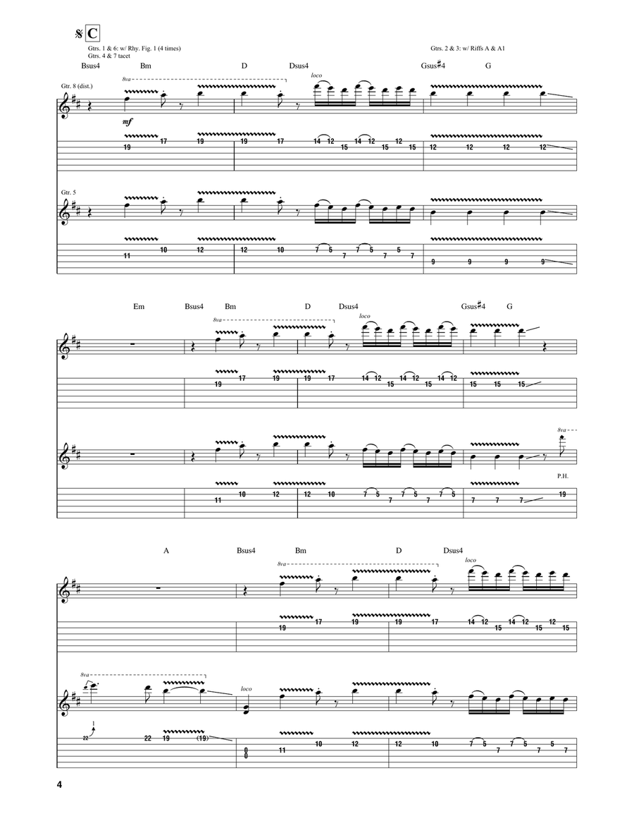 Can't Go Back Guitar Tablature scores gallery preview page 4