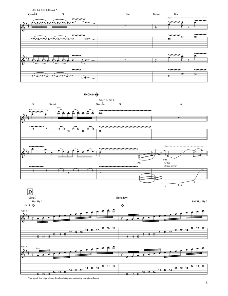 Can't Go Back Guitar Tablature scores gallery preview page 5