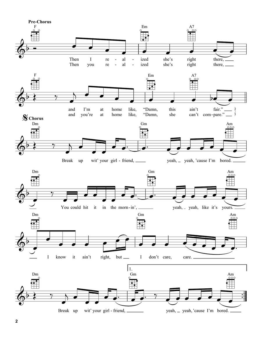 break up with your girlfriend, i'm bored Ukulele scores gallery preview page 2