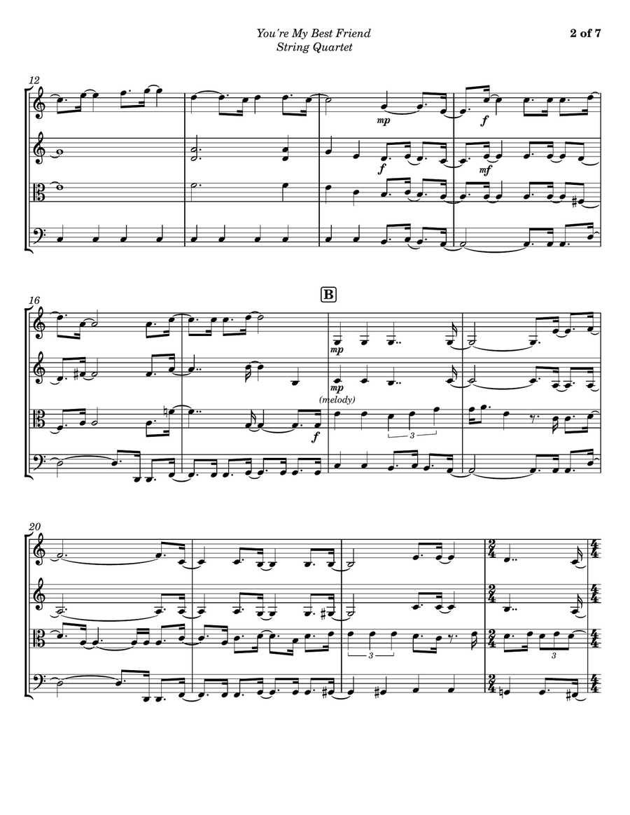 You're My Best Friend You're My Best Friend String Quartet scores gallery preview page 2