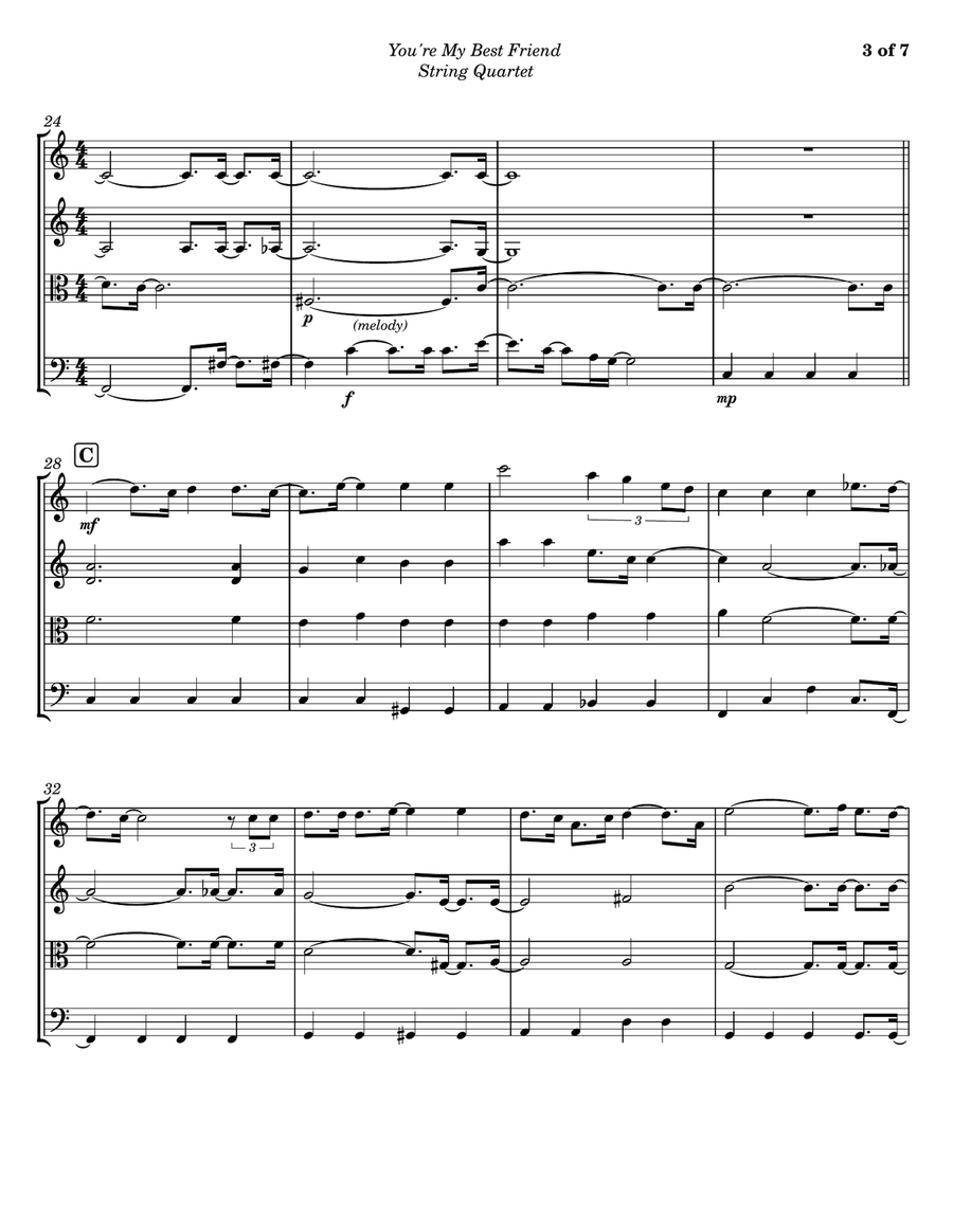 You're My Best Friend You're My Best Friend String Quartet scores gallery preview page 3
