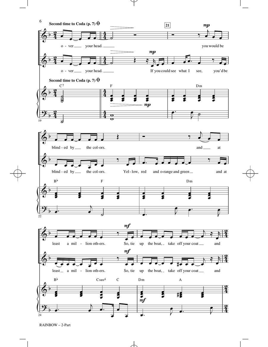 Rainbow (arr. Cristi Cary Miller) 2-Part scores gallery preview page 4