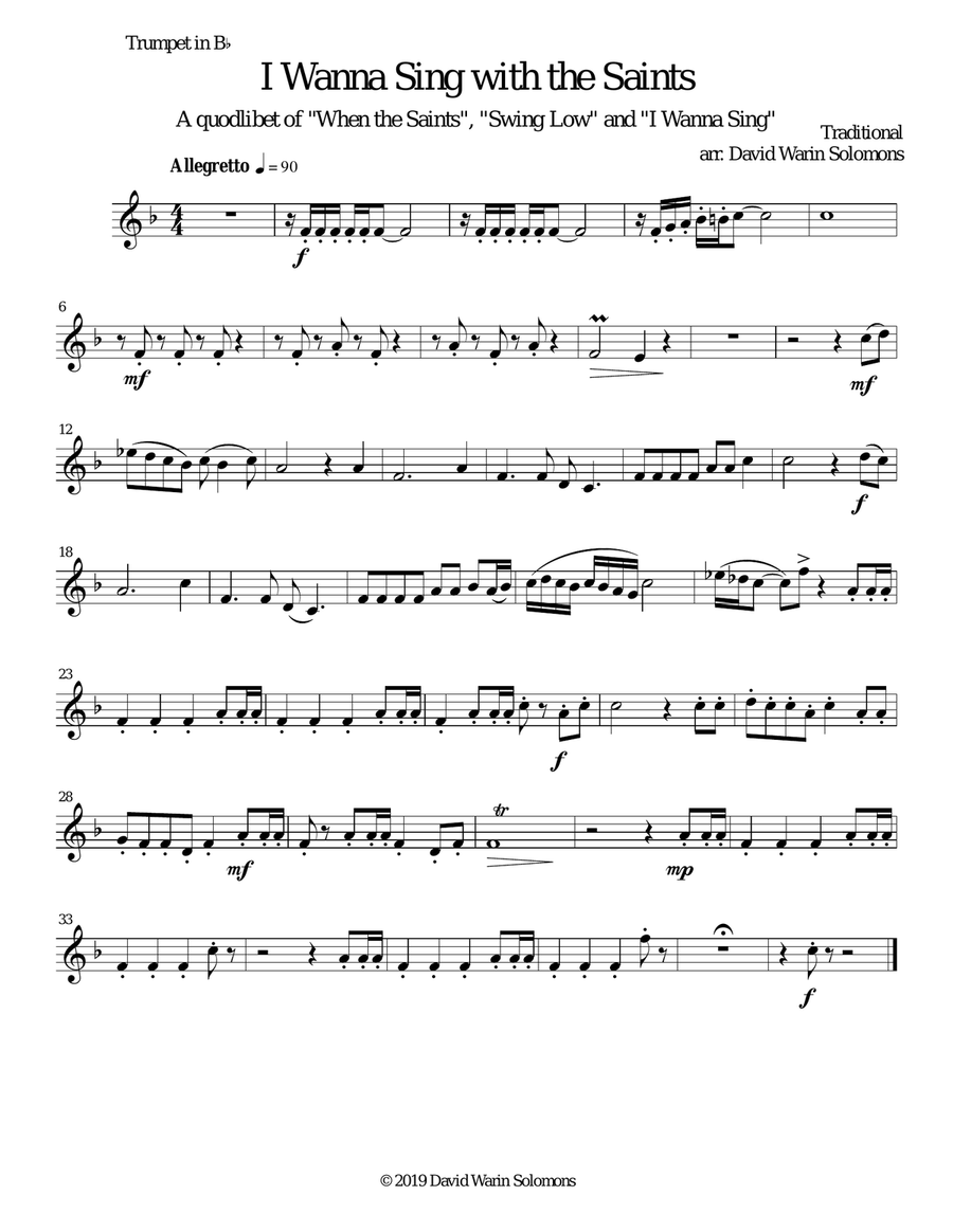 I wanna sing with the saints for brass quartet Brass Quartet scores gallery preview page 4