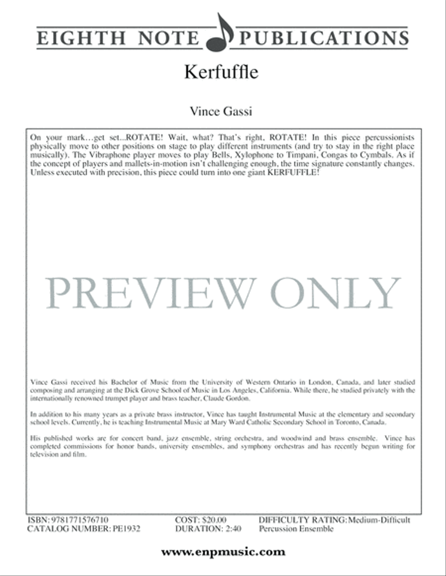 Kerfuffle Kerfuffle Percussion Ensemble scores gallery preview page 2