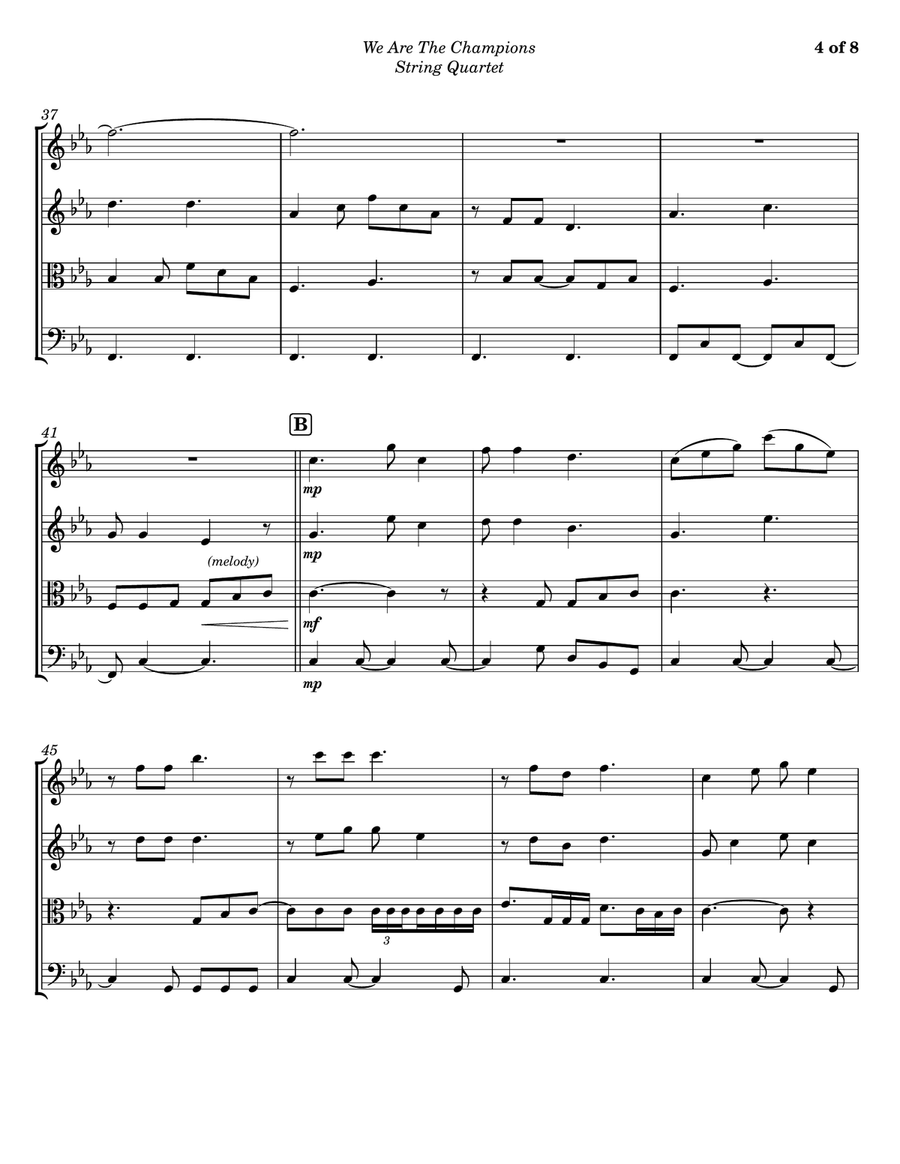We Are The Champions We Are The Champions String Quartet scores gallery preview page 4
