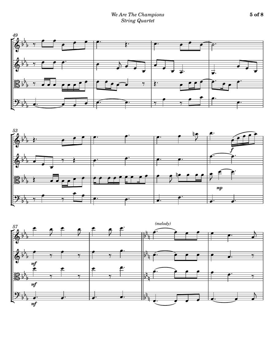 We Are The Champions We Are The Champions String Quartet scores gallery preview page 5