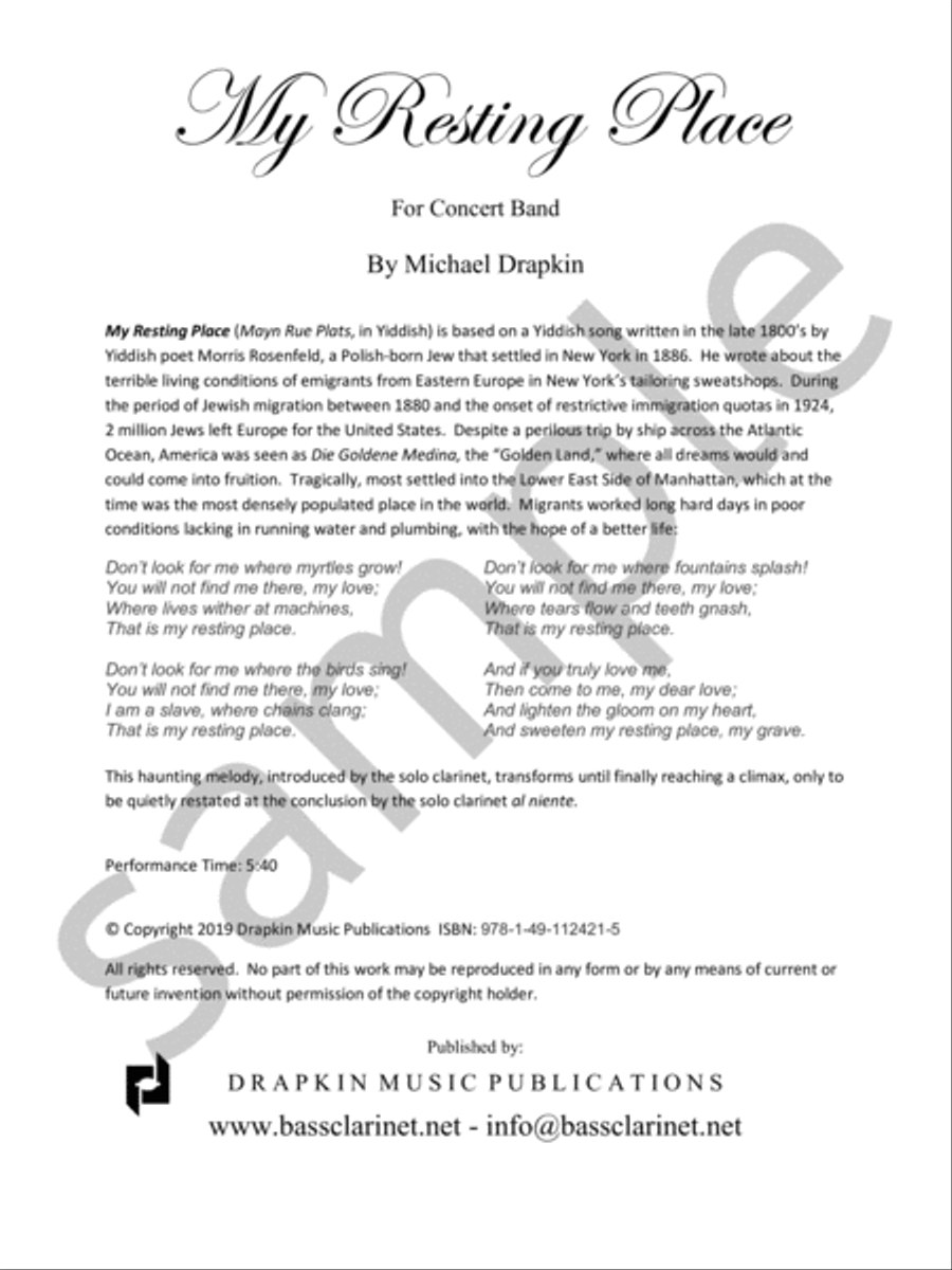 My Resting Place My Resting Place B-Flat Clarinet scores gallery preview page 4