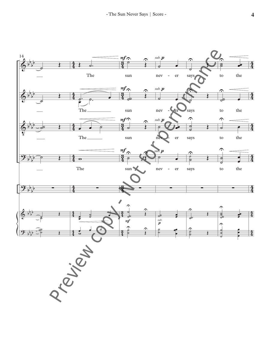 The Sun Never Says - Full Score and Cello Part Cello scores gallery preview page 5
