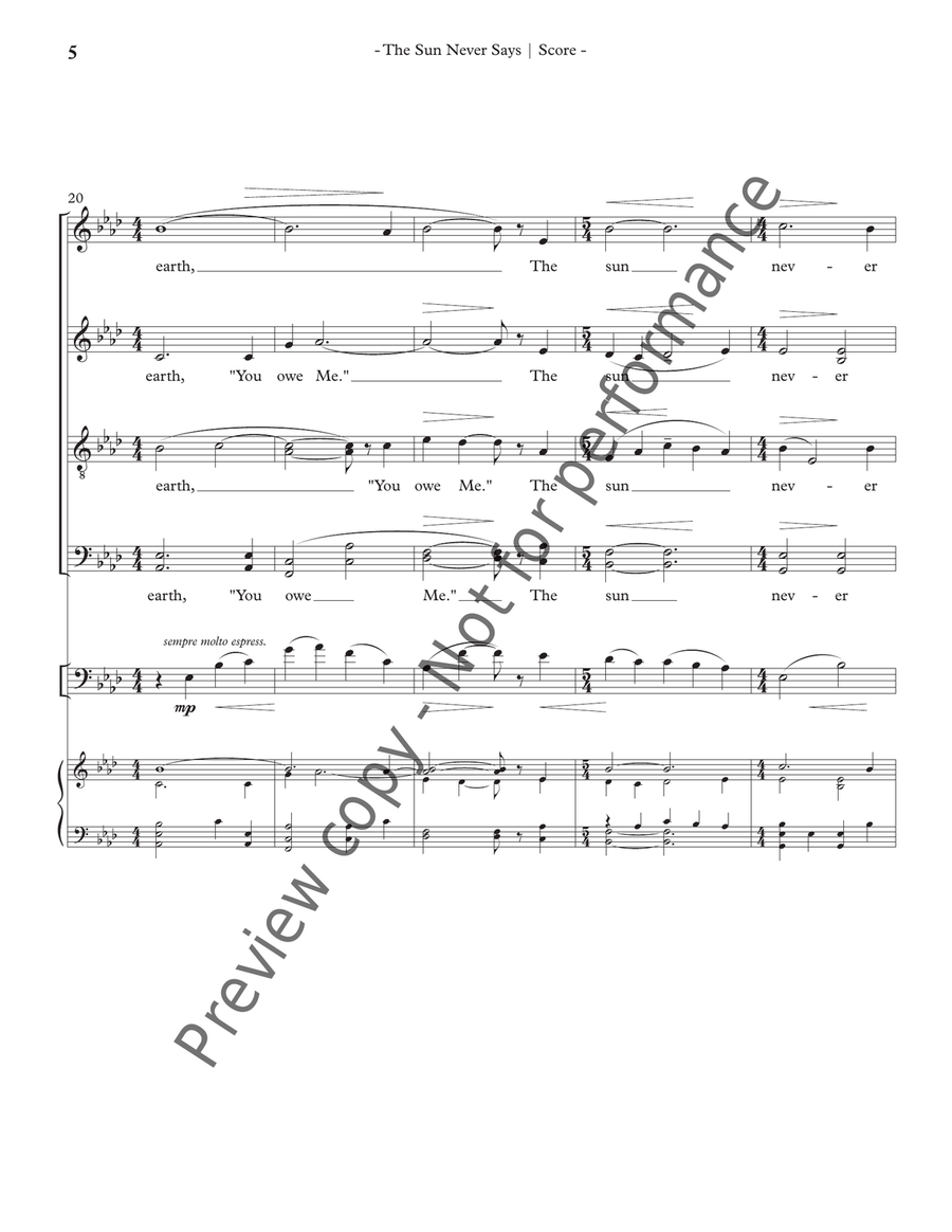 The Sun Never Says - Full Score and Cello Part Cello scores gallery preview page 6