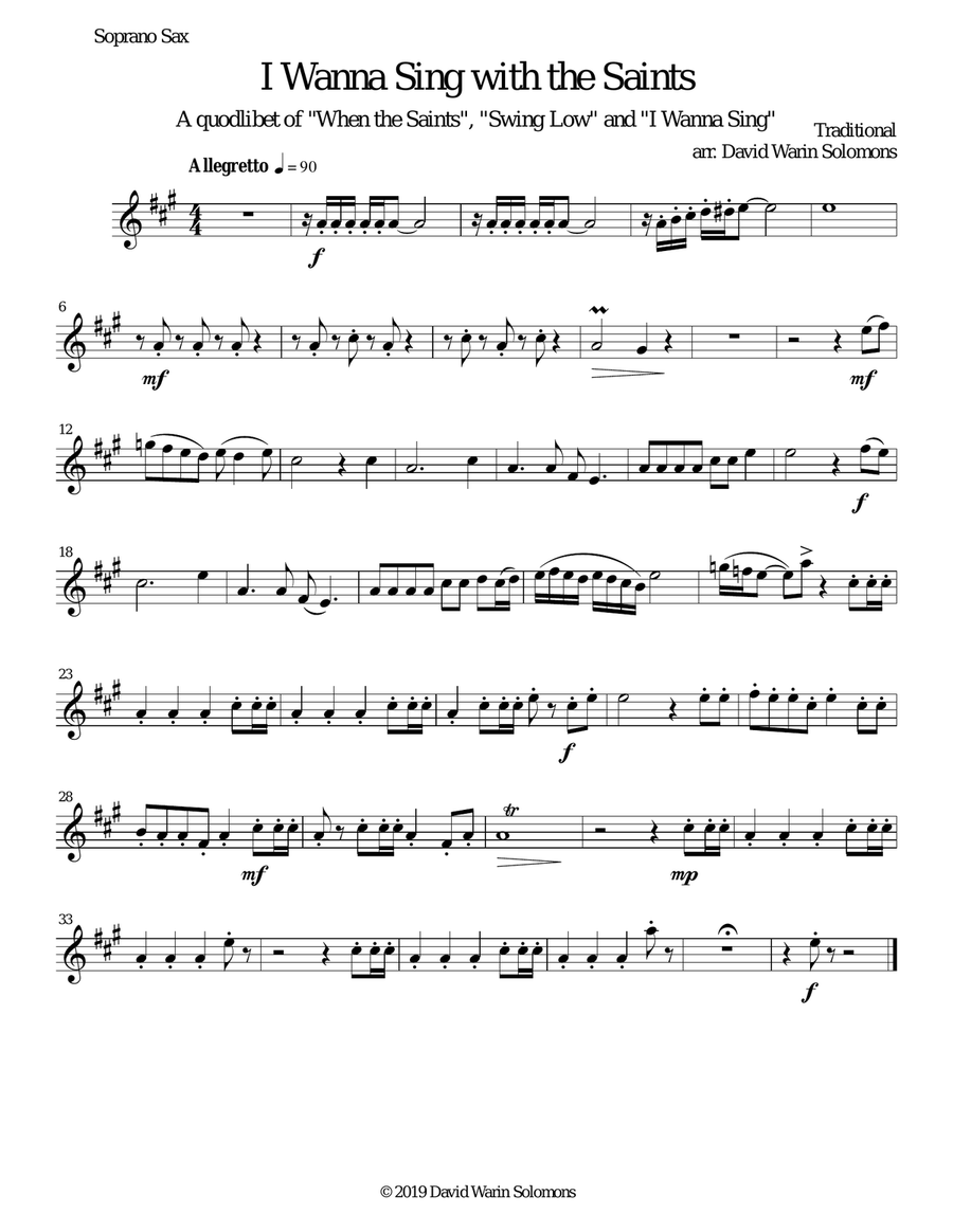 I wanna sing with the saints for saxophone quartet Saxophone Quartet scores gallery preview page 4