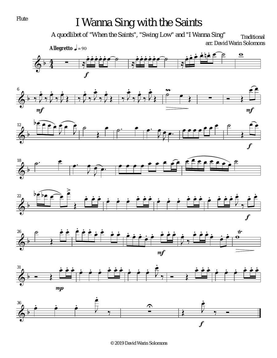 I wanna sing with the saints for wind quartet Woodwind Quartet scores gallery preview page 4