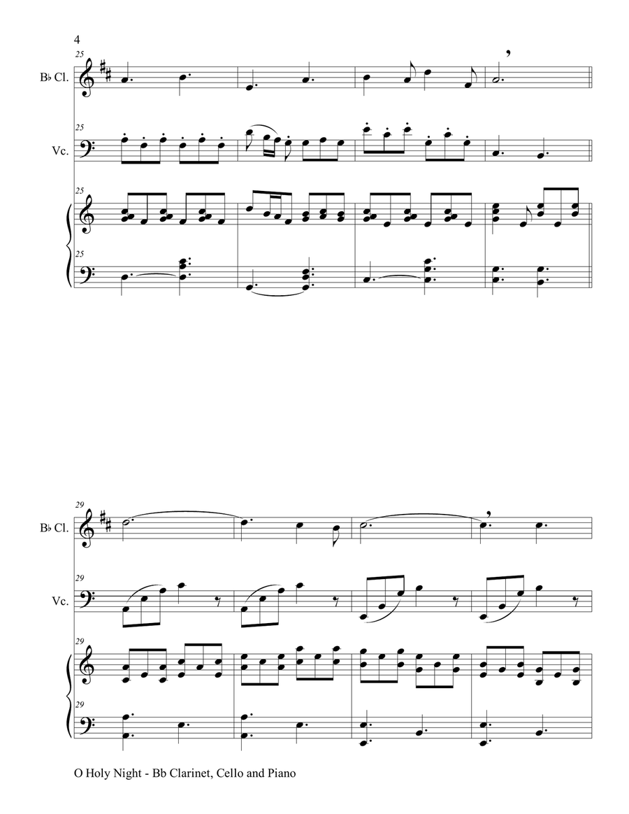 O HOLY NIGHT (Trio - Bb Clarinet, Cello & Piano - Score & Parts included) B-Flat Clarinet scores gallery preview page 5