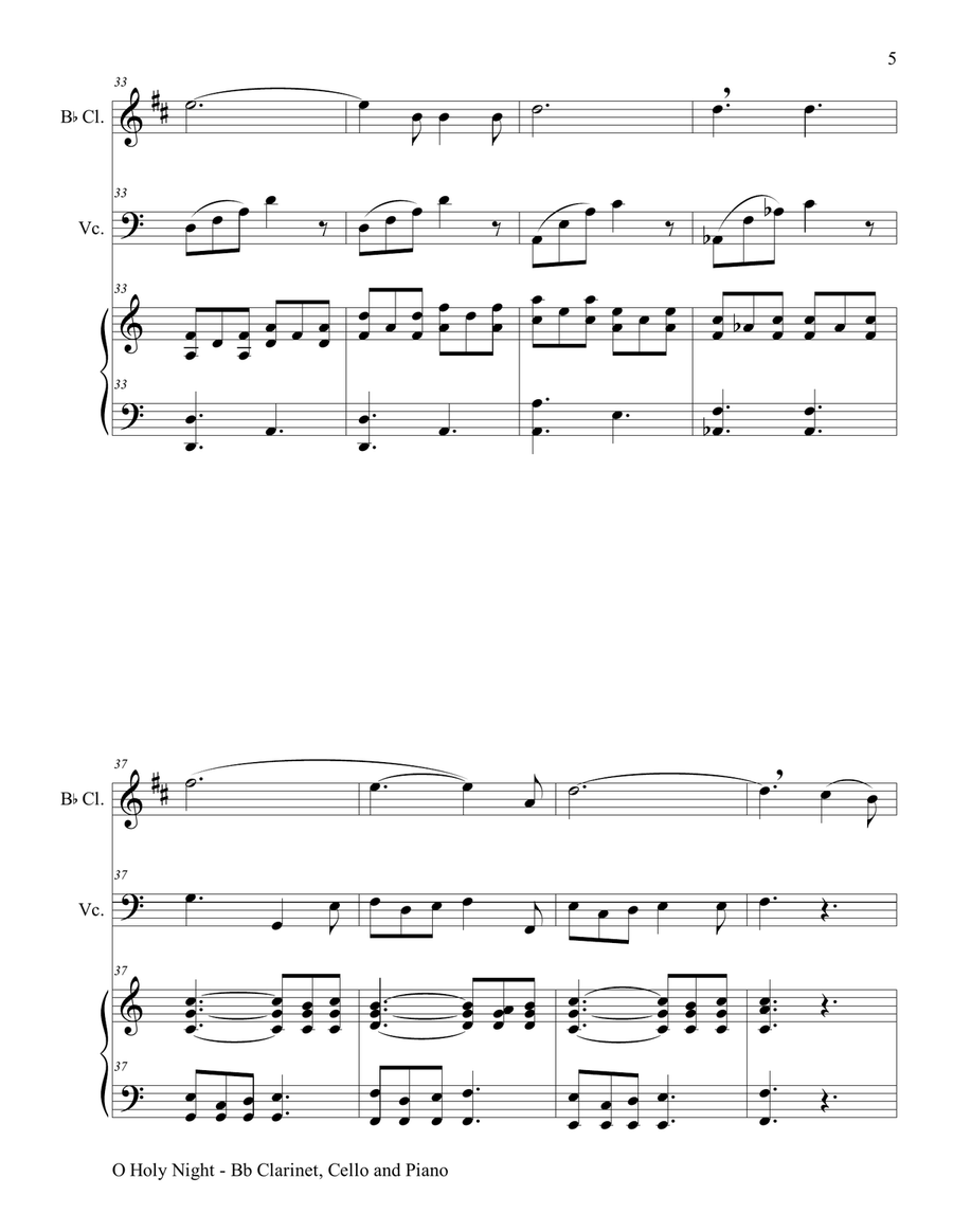 O HOLY NIGHT (Trio - Bb Clarinet, Cello & Piano - Score & Parts included) B-Flat Clarinet scores gallery preview page 6