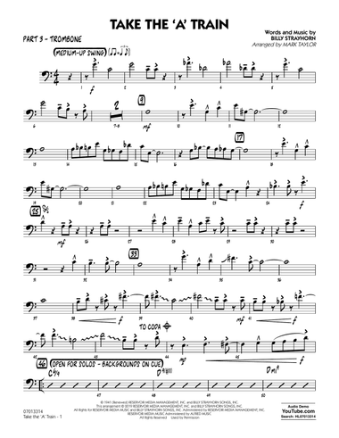 Take The 'A' Train (arr. Mark Taylor) - Part 3 - Trombone