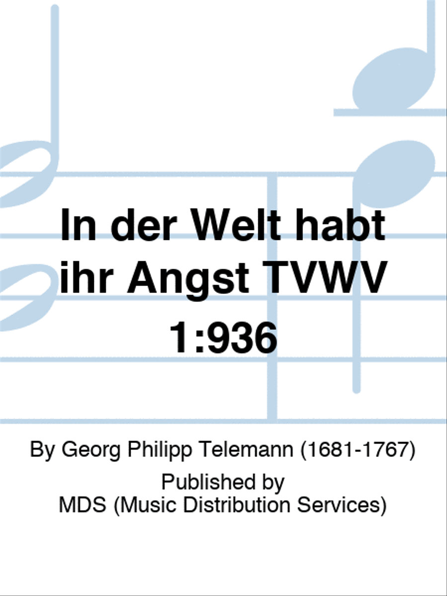 In der Welt habt ihr Angst TVWV 1:936 4-Part scores gallery preview page 1