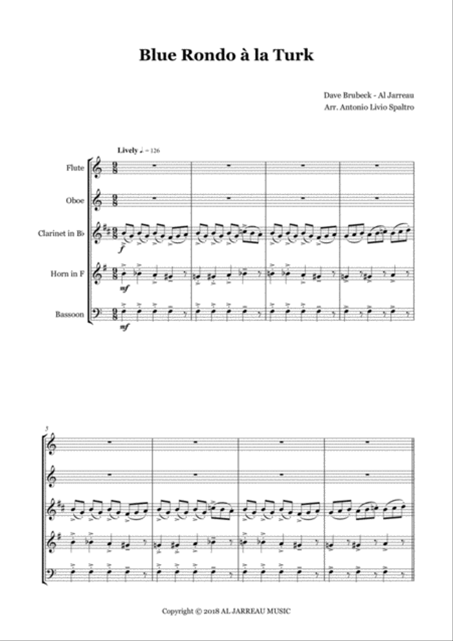 Blue Rondo A La Turk Woodwind Quintet scores gallery preview page 2
