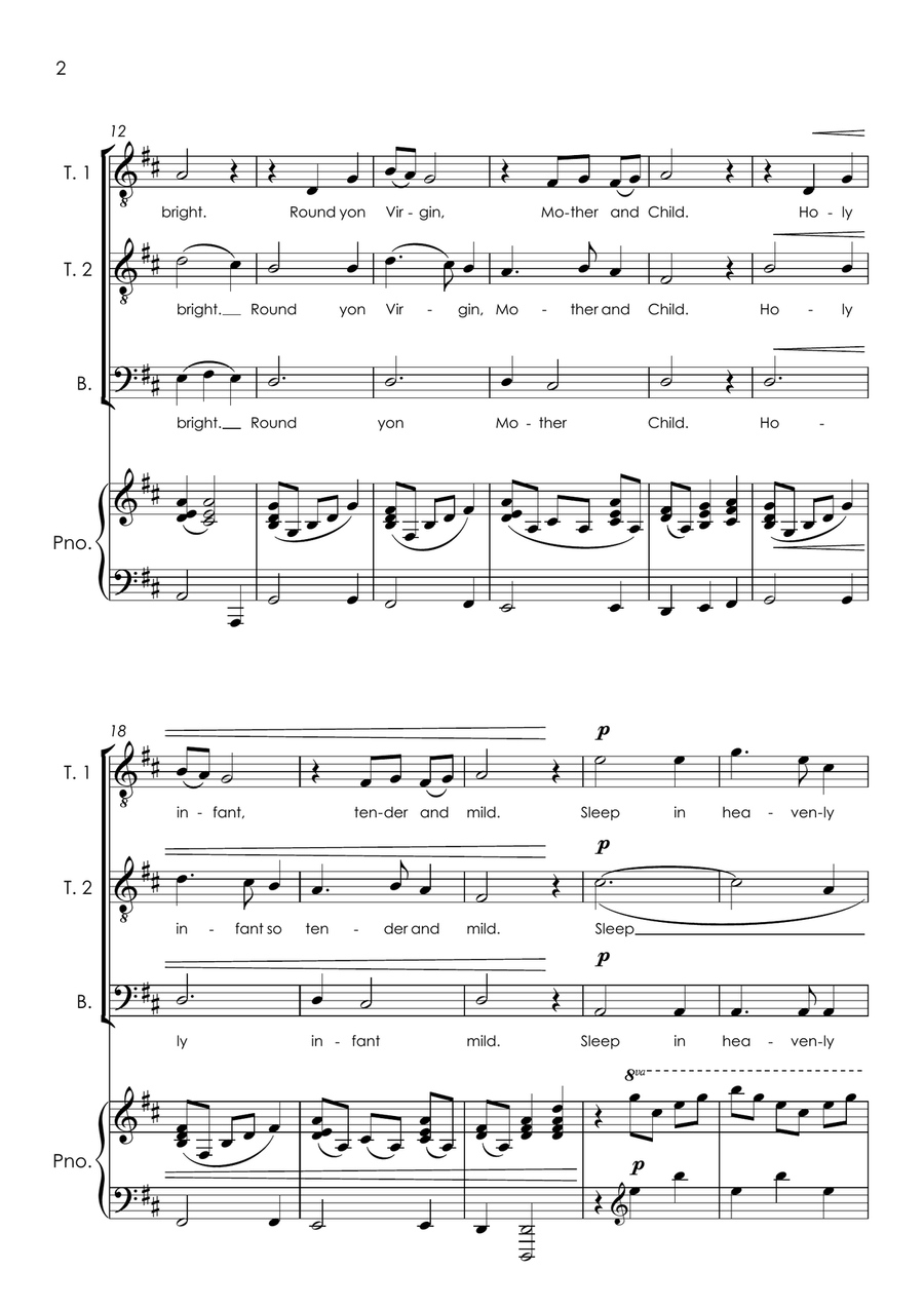 Silent Night - TTB and piano with FREE BACKING TRACK to sing along! TTB scores gallery preview page 4